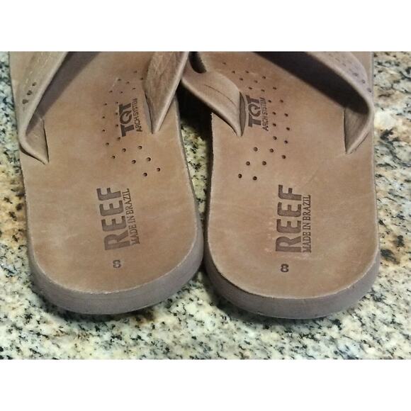 Reef Mens Flip-Flops Sandals Brown Slip On TQT Arch Support Bottle Opener 8 - Picture 5 of 9